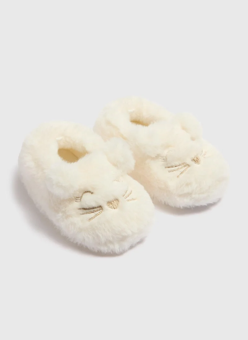 ماتلان Girls Cream Cat Slippers