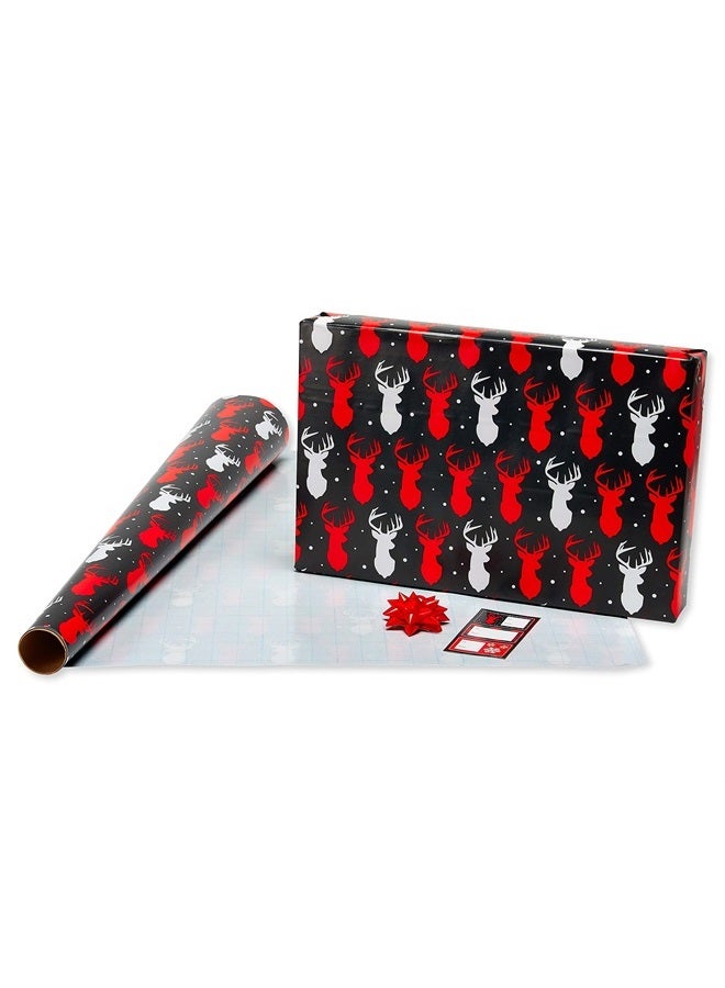American Greetings Christmas Wrapping Paper Set with Cut Lines, Red, Black and White, Plaid, Reindeer and Snowflakes (4 Rolls, 7 Bows, 30 Gift Tags, 120 sq. ft.) - Image 5