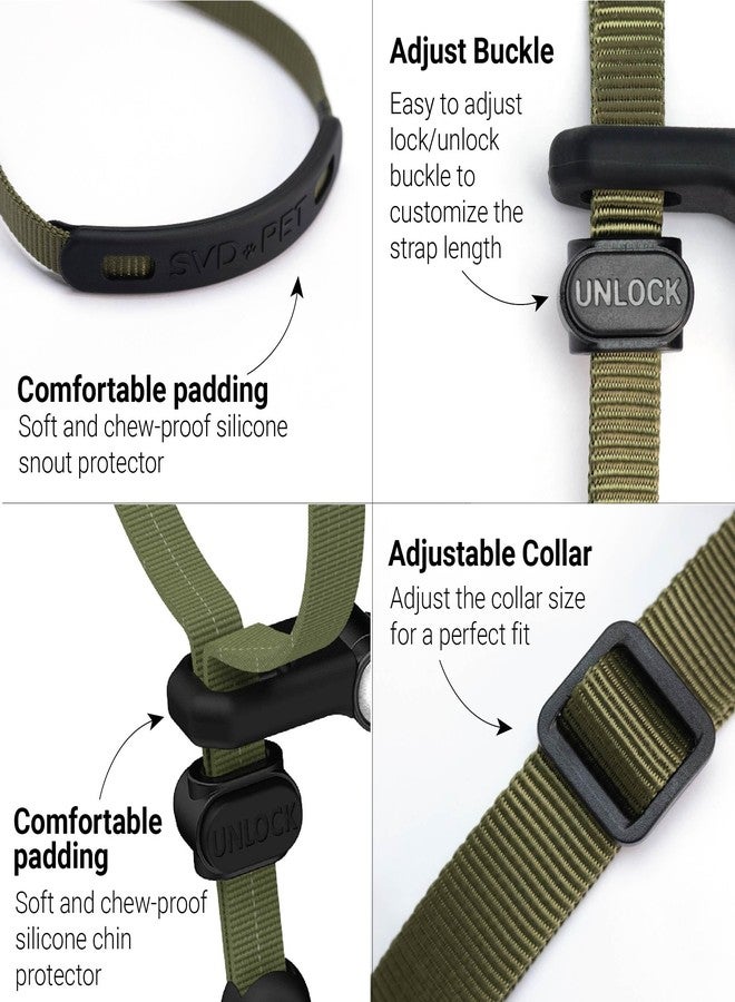 SVD.PET No-Pull Dog Headcollar for Easier Walks, Chew-Proof Protector to Increase Comfort, Simple Design, Easy to Wear and Adjust (Medium Size for Small and Medium Size Dogs, Army Green) - Image 2