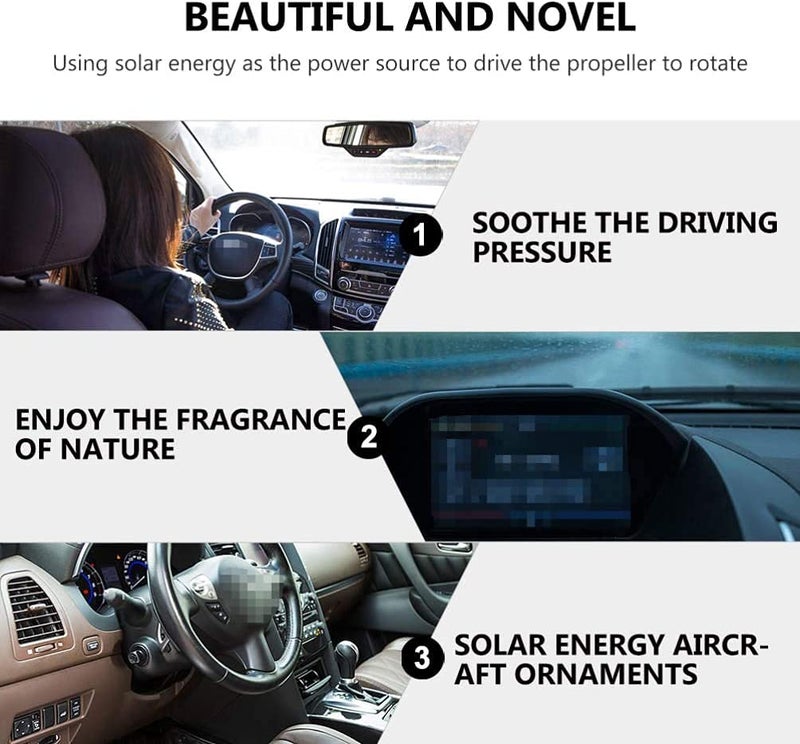 PROODOS Car Accessories Solar Car Perfumes And Fresheners For Dashboard | Solar Plane With Fragrance For Car (Black), Pod - Image 5