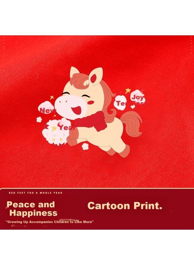 Yuzhaolin Children's New Year Year Of The Horse Red Pure Cotton Warm Set Underwear Socks Chinese Style Gift Box - Image 5
