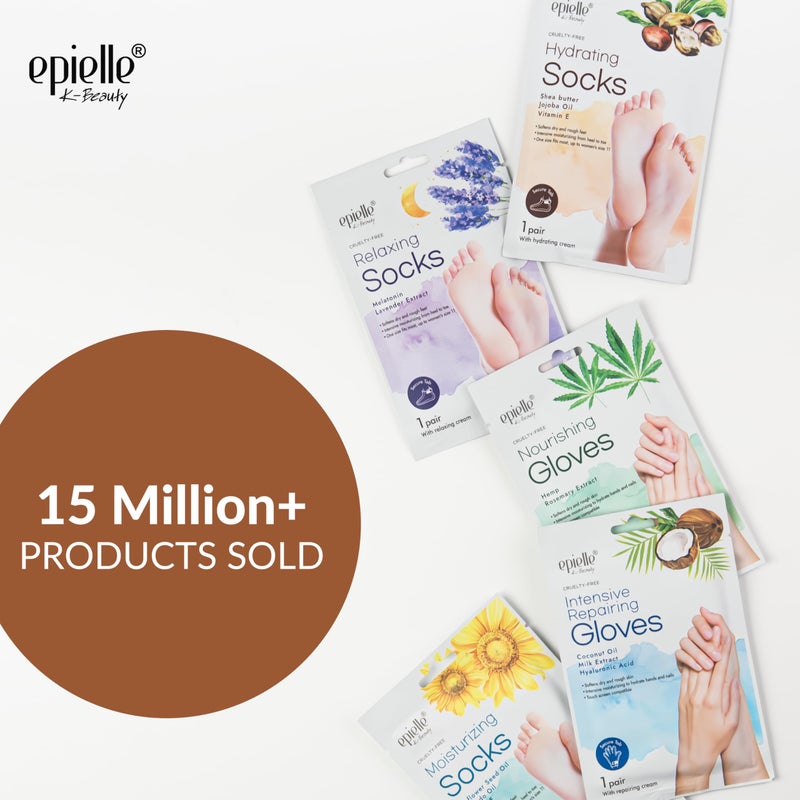 Epielle قناع ترطيب القدمين من إبييل 6 أزواج، يخفف وينعم بزبدة الشيا وزيت الجوجوبا، جوارب ترطيب عميق للقدمين الجافتين والمتشققتين، هدايا للعناية الذاتية للنساء، مجموعة سبا، هدايا صغيرة في الجوارب - Image 2