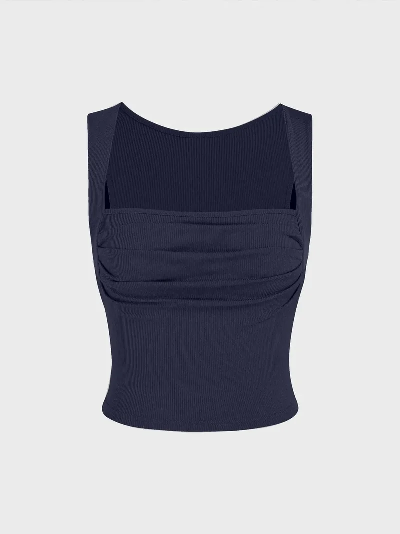 HICCUP Ruched Square-Neck Blouse