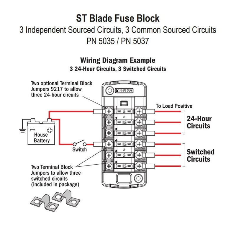 Blue Sea Systems 5037 ST Blade Fuse Block - Six Independent Circuits, 40 Amps - Image 4