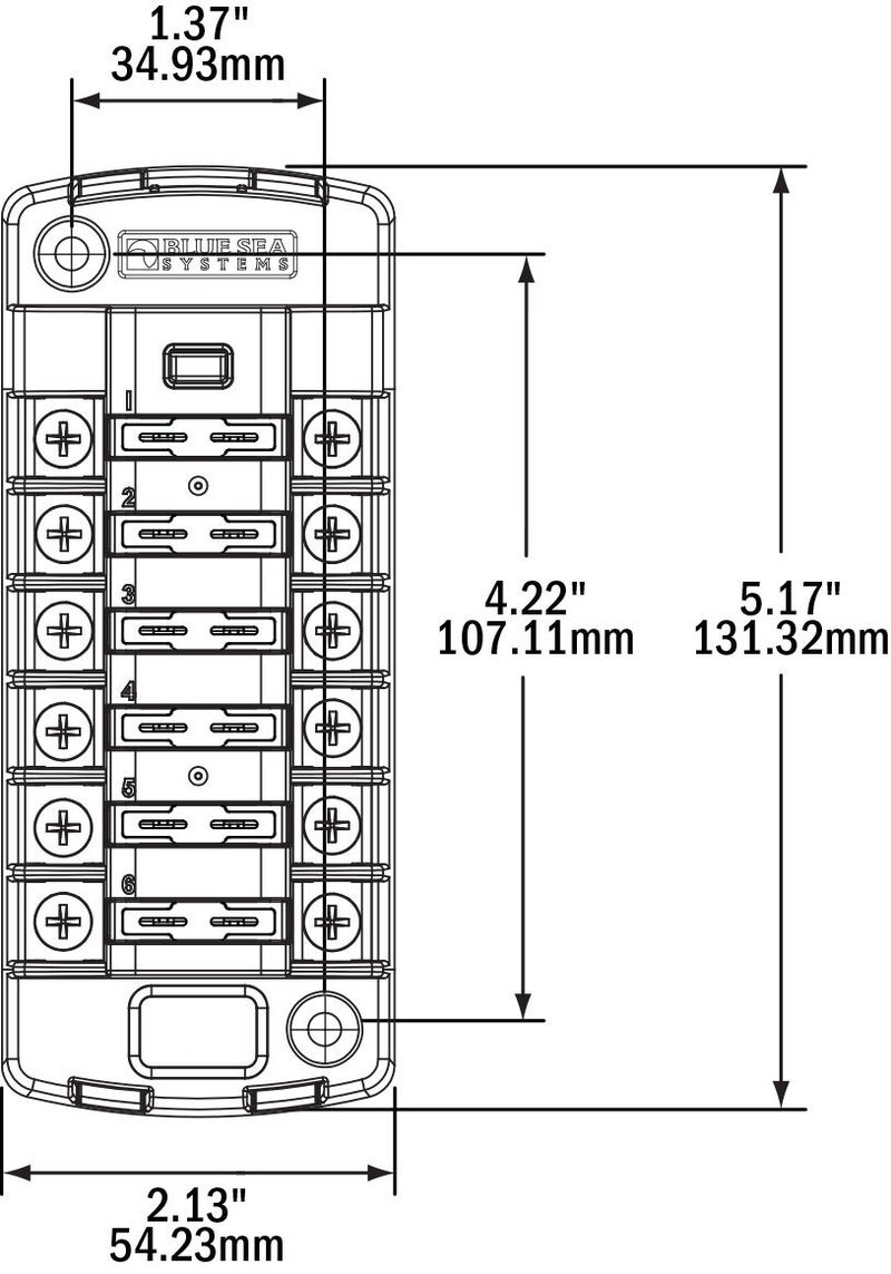 Blue Sea Systems 5037 ST Blade Fuse Block - Six Independent Circuits, 40 Amps - Image 3