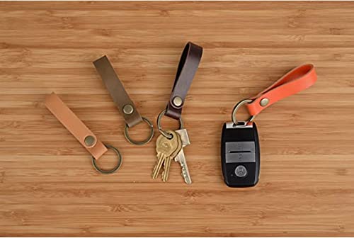 Zittop Leather Keychain POB Solid Metal Bronze Handcraft Key Ring Lanyard Handmade (Coffee colour) - Image 4
