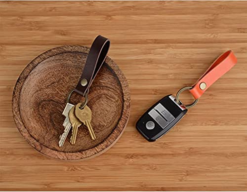Zittop Leather Keychain POB Solid Metal Bronze Handcraft Key Ring Lanyard Handmade (Coffee colour) - Image 3