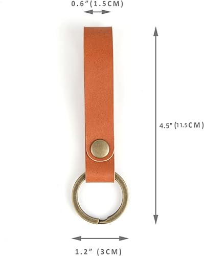 Zittop Leather Keychain POB Solid Metal Bronze Handcraft Key Ring Lanyard Handmade (Coffee colour) - Image 2