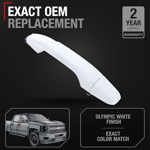 T1A Exterior Front Passenger Door Handle Compatible with 20142018 Chevrolet Silverado 20142018 GMC Sierra Olympic White OEM 13583889GAZ 13583891GAZ 82536 - Image 3