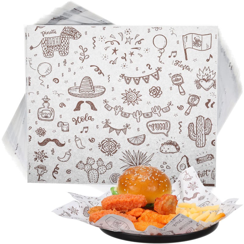 PerKoop 300 Pcs 10 x 83 Inch Deli Wax Paper Sheets Sandwich Wrapping Paper Sheets Mexican Festival Picnic Basket Liners for Food Greaseproof Breads Burgers Bakery Tissue Kitchen White - Image 3