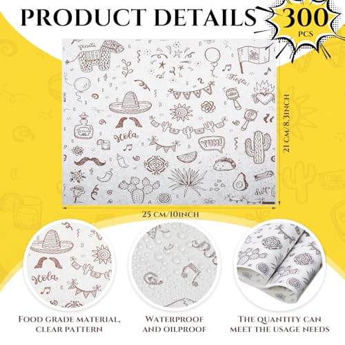 PerKoop 300 Pcs 10 x 83 Inch Deli Wax Paper Sheets Sandwich Wrapping Paper Sheets Mexican Festival Picnic Basket Liners for Food Greaseproof Breads Burgers Bakery Tissue Kitchen White - Image 5