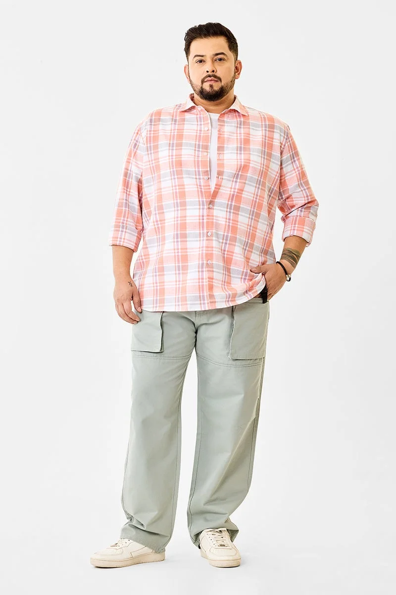 SNITCH Linen Blend Checks Plus Size Shirt