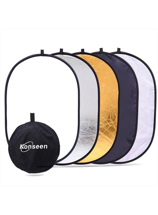 Konseen 5 in 1 Camera Lighting Reflector/Diffuser Kit 40"x 60"/100 x 150CM Portable Multi-Disc Collapsible Backdround/Backdrop with Carrying Case for Photpgraphy Studio Outdoor Vedio Lighting - Image 1