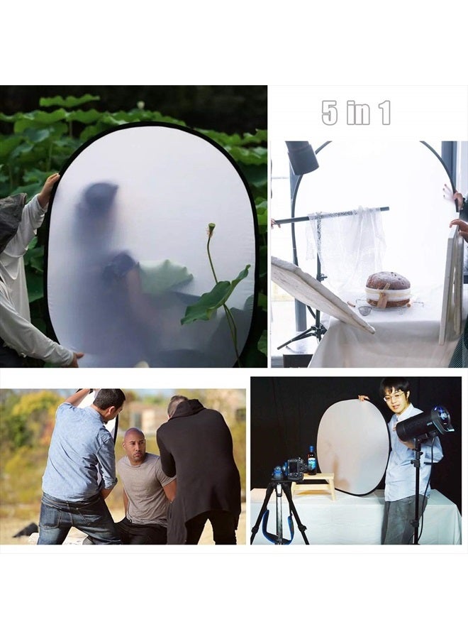 Konseen 5 in 1 Camera Lighting Reflector/Diffuser Kit 40"x 60"/100 x 150CM Portable Multi-Disc Collapsible Backdround/Backdrop with Carrying Case for Photpgraphy Studio Outdoor Vedio Lighting - Image 4