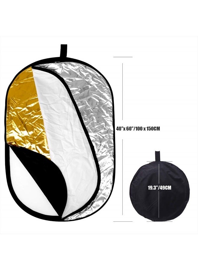 Konseen 5 in 1 Camera Lighting Reflector/Diffuser Kit 40"x 60"/100 x 150CM Portable Multi-Disc Collapsible Backdround/Backdrop with Carrying Case for Photpgraphy Studio Outdoor Vedio Lighting - Image 2