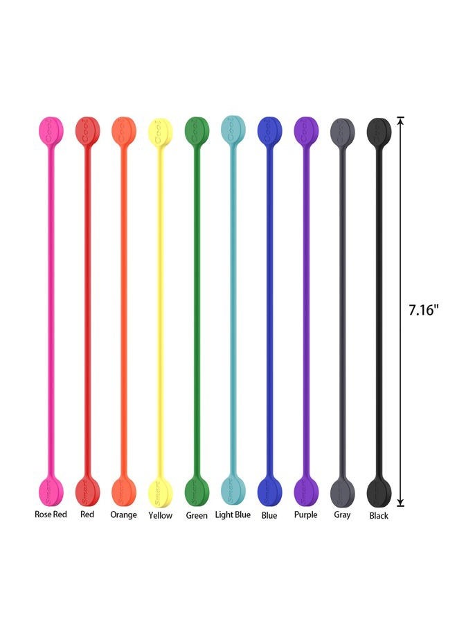 Smart&Cool Reusable Silicone Twist Ties with Magnet for Bundling and Organizing (10 Colors- Pack of 20) - Image 2