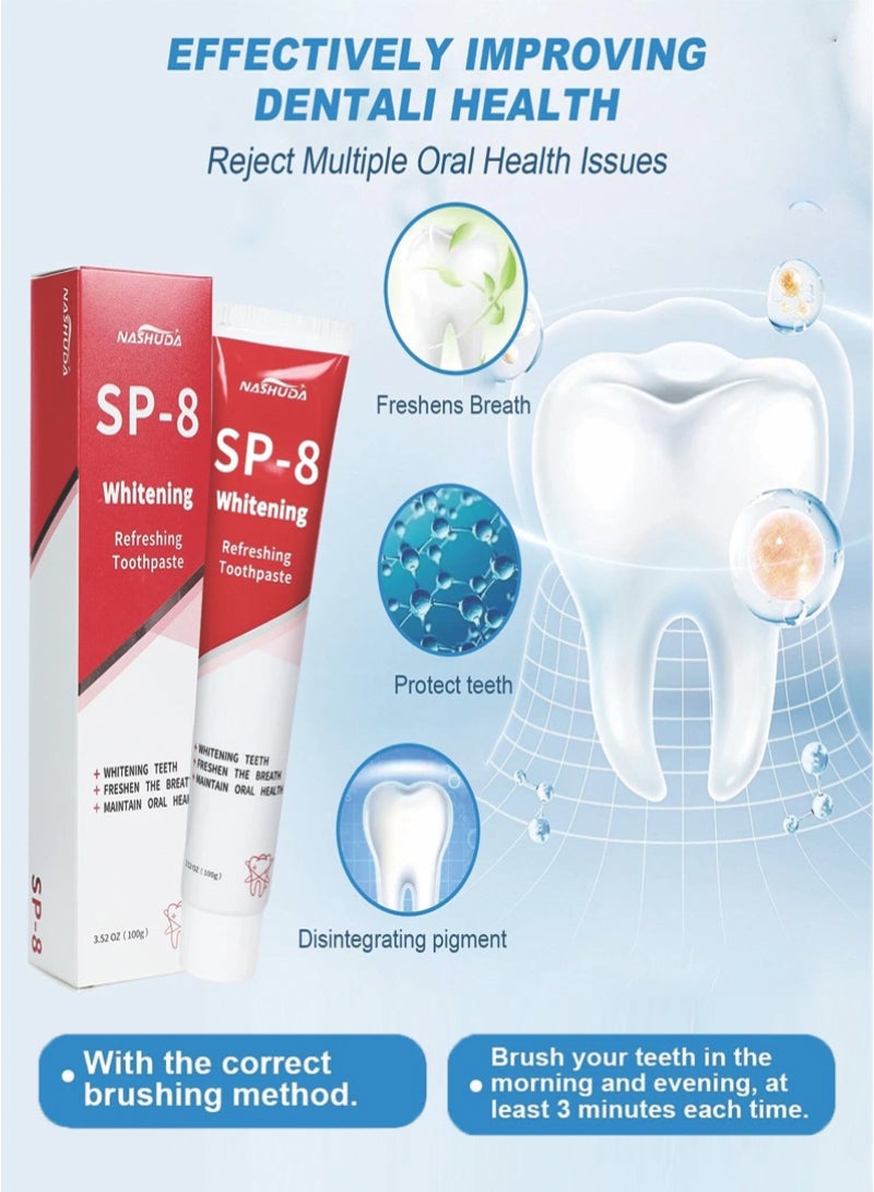 Sp-8 Probiotics Bright White Toothpaste, Sp-8 Probiotics Whitening Toothpaste,Probiotics Bright White Toothpaste, Sp-8 Toothpaste Oral Health Management, Fresh Breath (100ml)