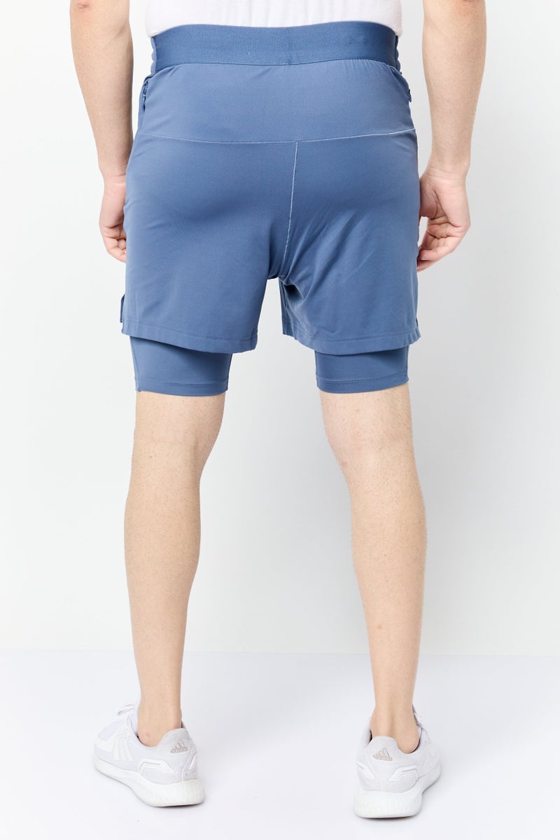 Adidas Men Sportswear Fit Training Shorts, Slate Blue - Image 4