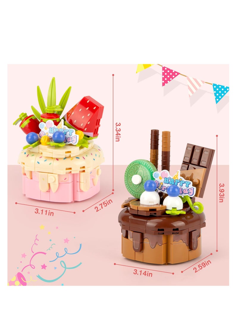 SYOSI Birthday Cake Building Sets Party Favors Friends Girls Gifts for 6+ Kids Classroom and Party 2 in 1 Building Blocks Set with Chocolate Strawberry 381Pieces  - Image 3