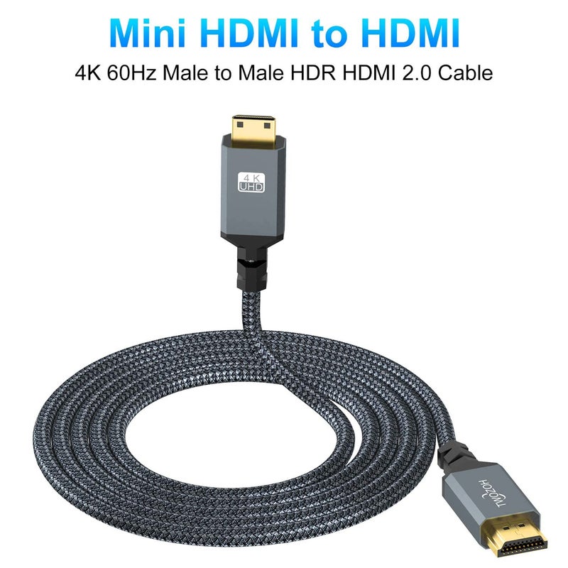 Twozoh كابل توزوه ميني HDMI إلى HDMI بطول 10 أقدام، كابل HDMI عالي السرعة إلى ميني HDMI مع دعم 3D 4K/60Hz 1080p 720p - Image 5