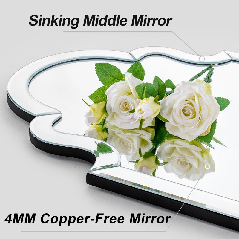 Autdot Large Arched Bathroom Mirror, 35.4"x23.6" Scalloped Mirror Wall Decor with Decorative Beveled Glass Frame, Bedroom, Living Room, or Entryway - Image 3
