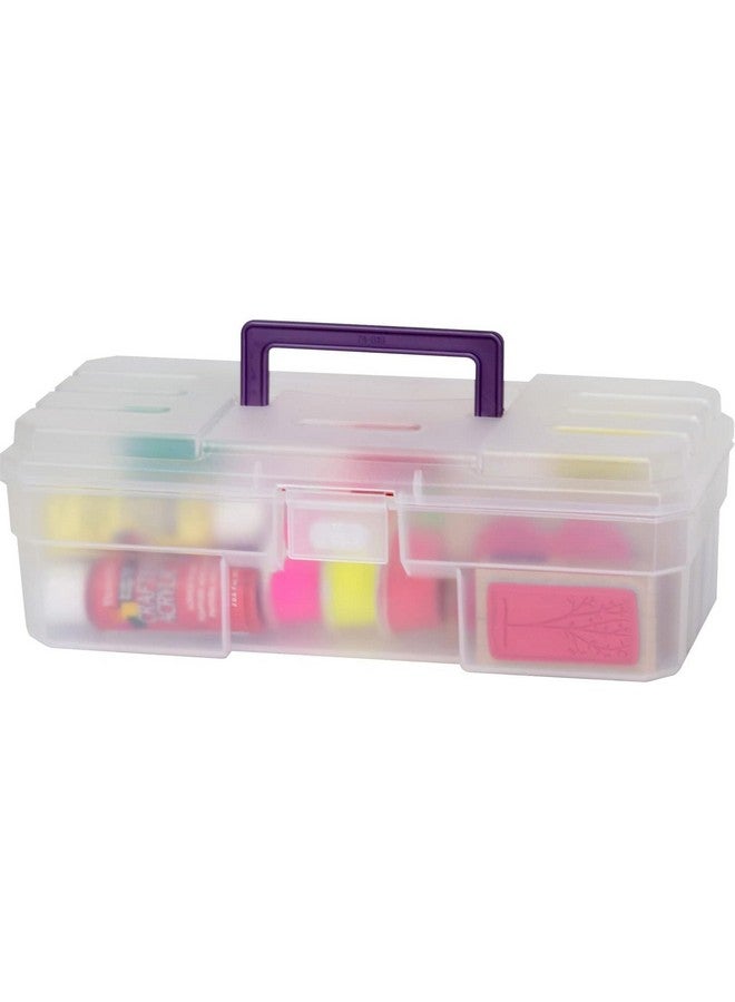 Akro-Mils 09912 CLPUR 12-Inch Plastic Art Supply Craft Storage Tool Box, Semi-Clear - Image 1