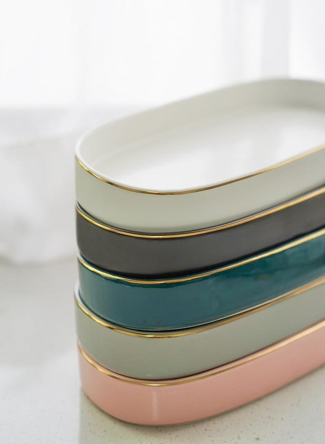 HANKOR Ceramic Bathroom Counter Tray, 10x5 Oval Vanity Tray for Dresser Tops, Dish Soap Tray for Kitchen Sink, White - Image 5