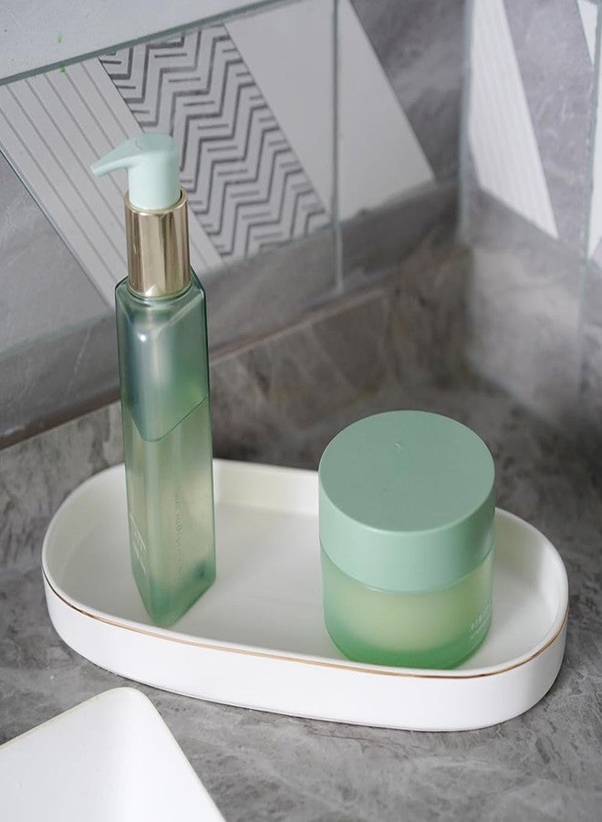 HANKOR Ceramic Bathroom Counter Tray, 10x5 Oval Vanity Tray for Dresser Tops, Dish Soap Tray for Kitchen Sink, White - Image 4
