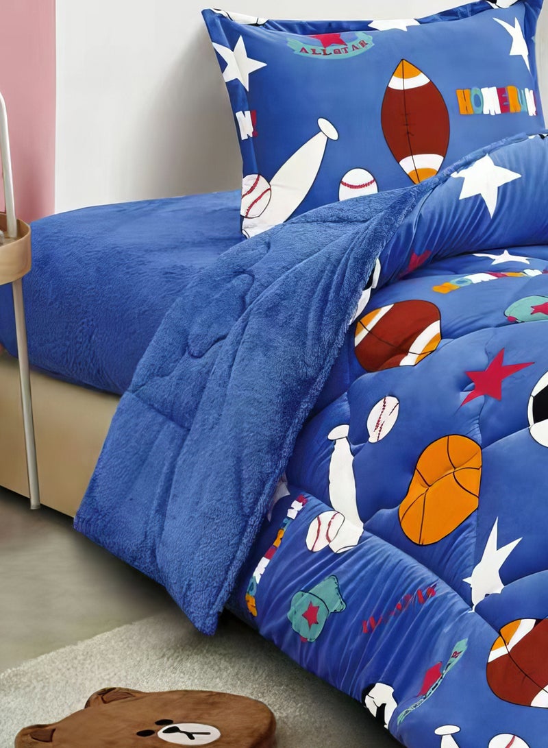 Ming Li 3 Pieces Kids Winter Comforter Set Single Size 170x220Cm Printed Bedding Set Includs Comforter, Fitted Sheet and Pillow Shams Multicolour - Image 3