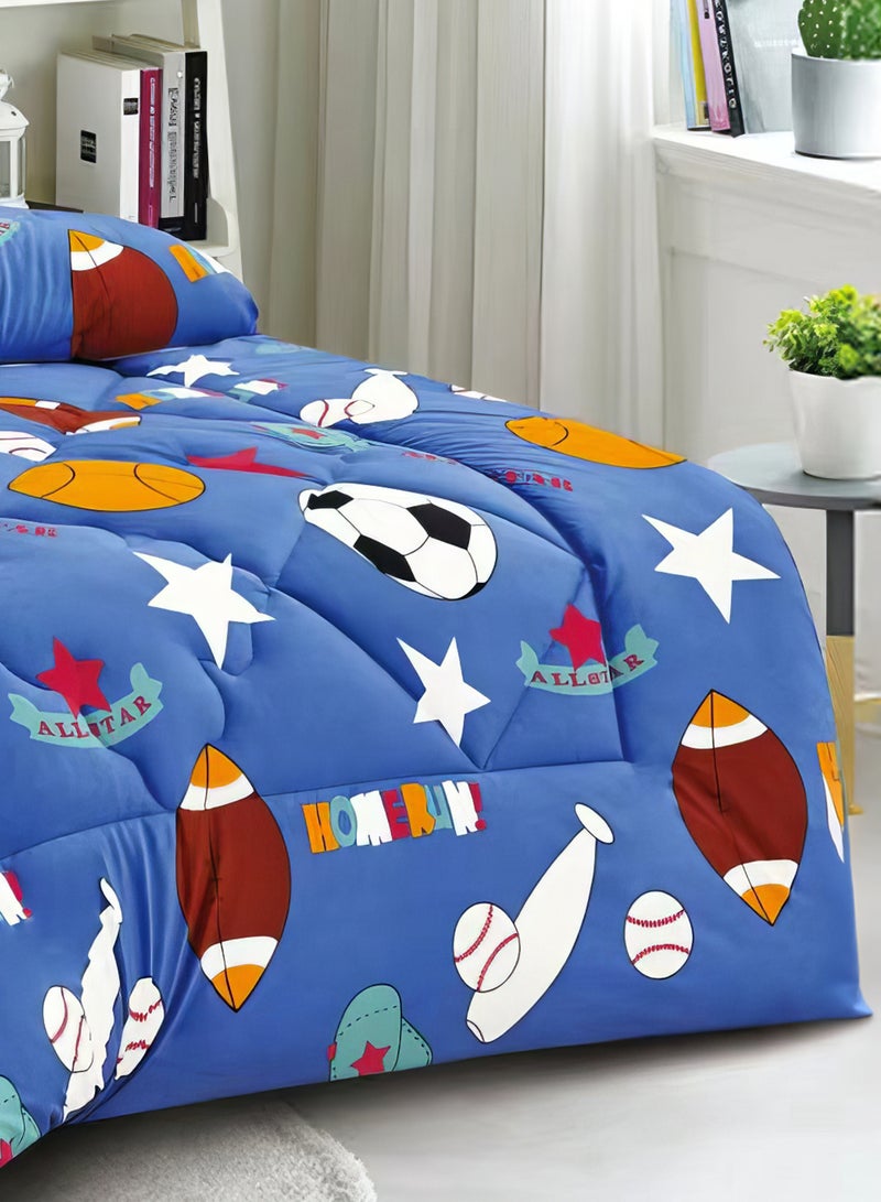 Ming Li 3 Pieces Kids Winter Comforter Set Single Size 170x220Cm Printed Bedding Set Includs Comforter, Fitted Sheet and Pillow Shams Multicolour - Image 4