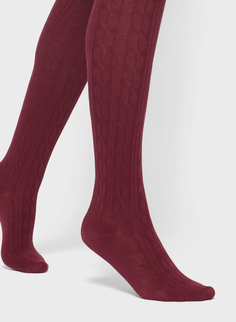 Ginger Cozy Pointelle Over The Knee Socks