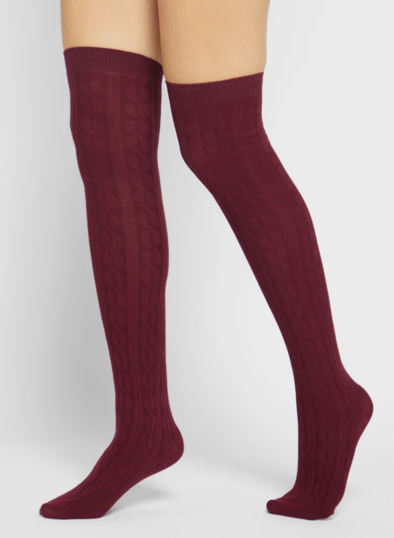 Ginger Cozy Pointelle Over The Knee Socks