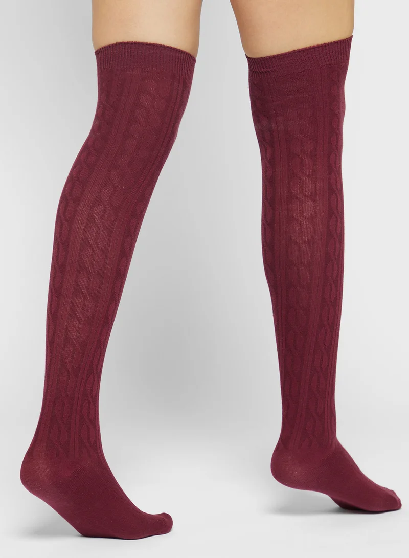 Ginger Cozy Pointelle Over The Knee Socks
