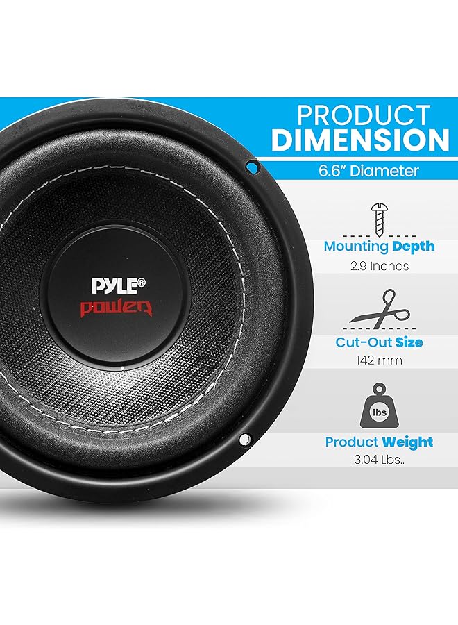 Pyle (15Cm, 100 Watts, 2.5Cm Single Voice Coil 4-Ohm) - Plpw6D 17Cm 600 Watt Dual Voice Coil 4 Ohm Subwoofer - Image 2