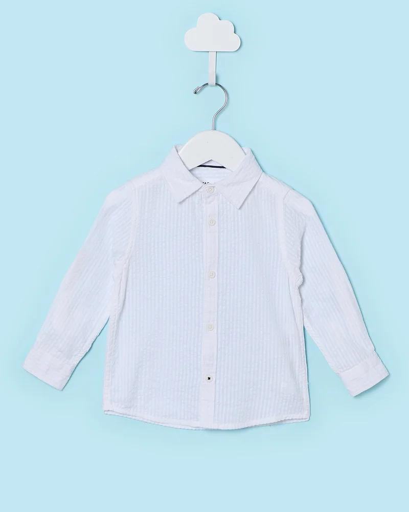 ردتاغ Infant Boys White Seersucker Plain Shirt