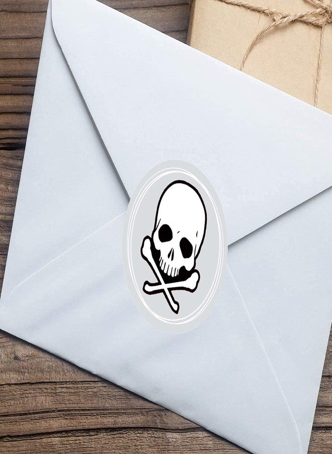 Remarkable 2 Inch White Skull and Crossbones Circle Dot Stickers,Skull Stickers Used for Party Favors, Birthdays, Halloween and Crafts (500 Labels on a Roll) - Image 3