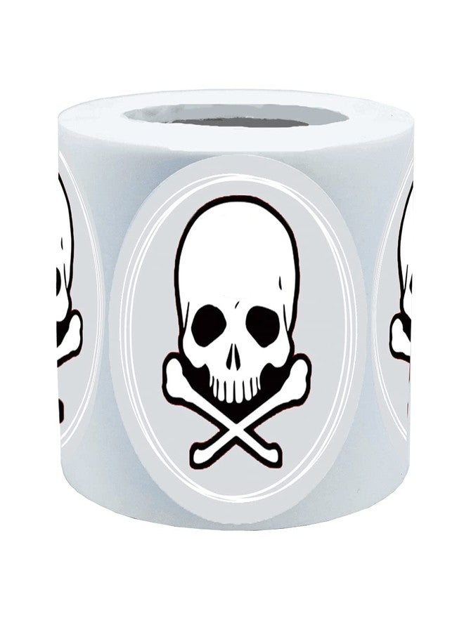 Remarkable 2 Inch White Skull and Crossbones Circle Dot Stickers,Skull Stickers Used for Party Favors, Birthdays, Halloween and Crafts (500 Labels on a Roll) - Image 1