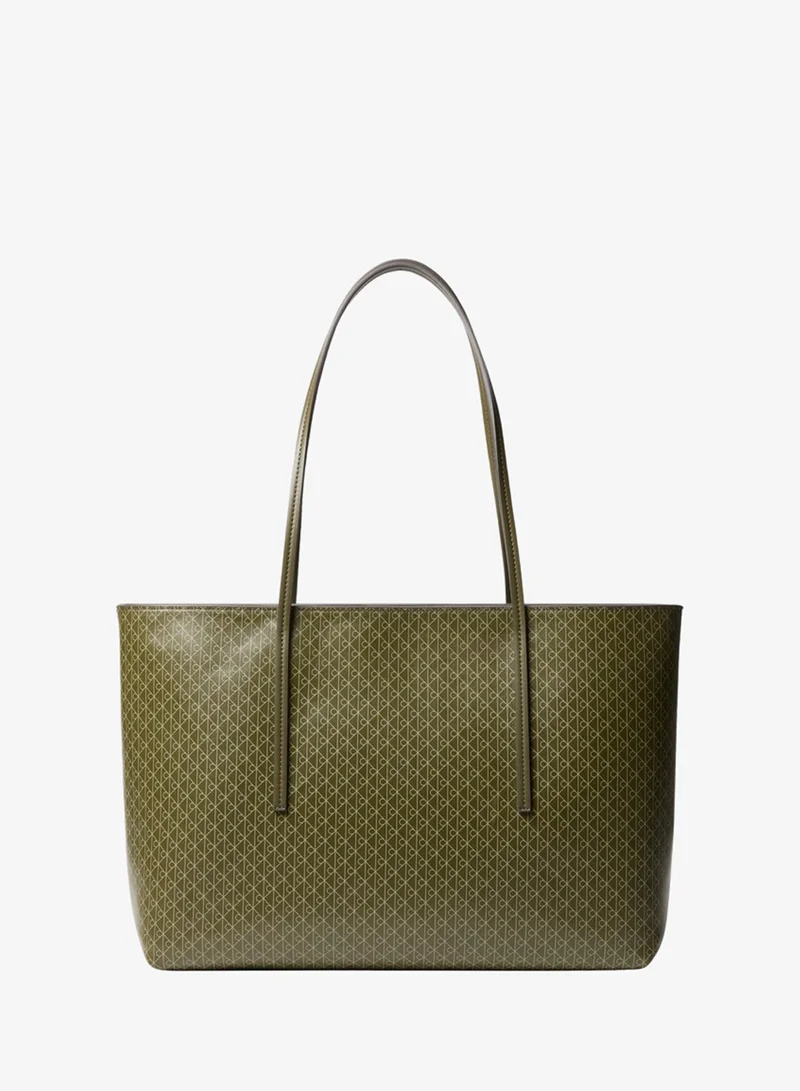 Coated Emblem Print Pouch Tote Bag