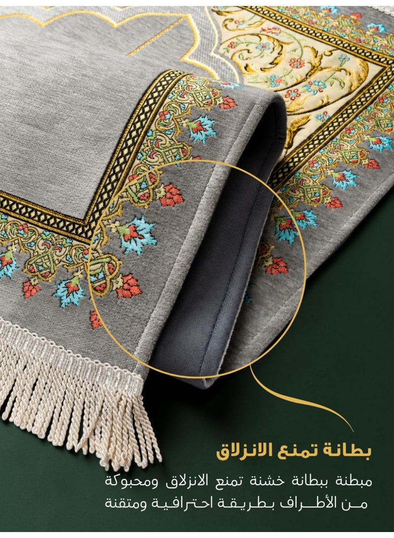 الفاتح سجادة صلاة شانيل تركية فاخرة مبطنة بالإسفنج الحراري بتصميم إسلامي حصري مميز مقاس 120×70 سم - Image 5