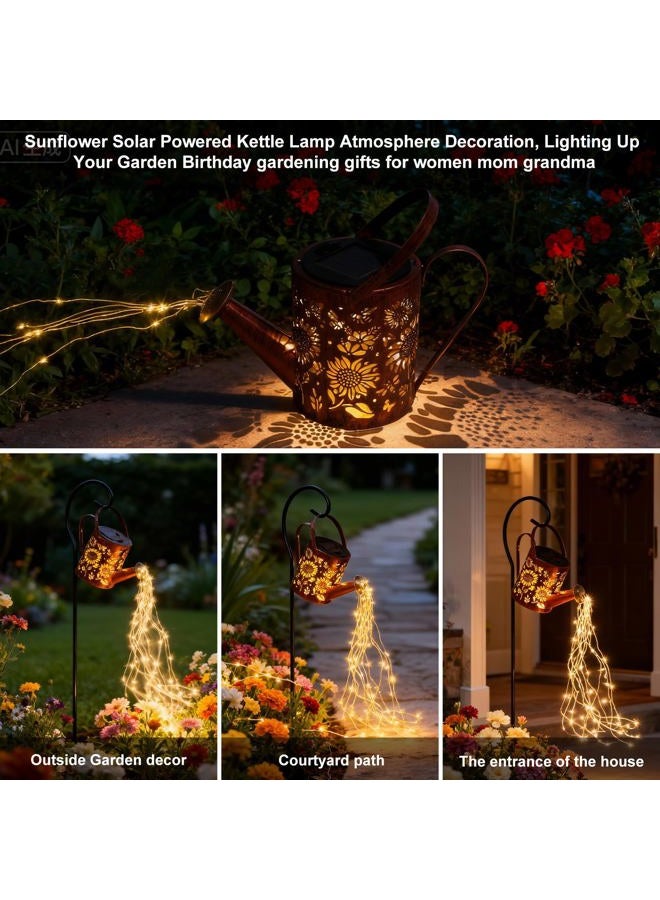 ZKLiLi Solar Lights Outdoor Garden Sunflower Gardens Light, Gardening Gifts, Mon Solar Watering Can Lantern for Garden, Patio, Yard, Pathway Lantern Plant Decoration - Image 2
