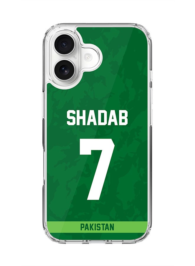 Stylizedd Classic Clear MagSafe Case for iPhone 17 , Hybrid Soft Case Flexible Edges Anti Drop TPU PC Gel Thin Transparent Cover [ Designed for iPhone 17 ] - Team Pakistan Shadab Khan, Jersey No 7