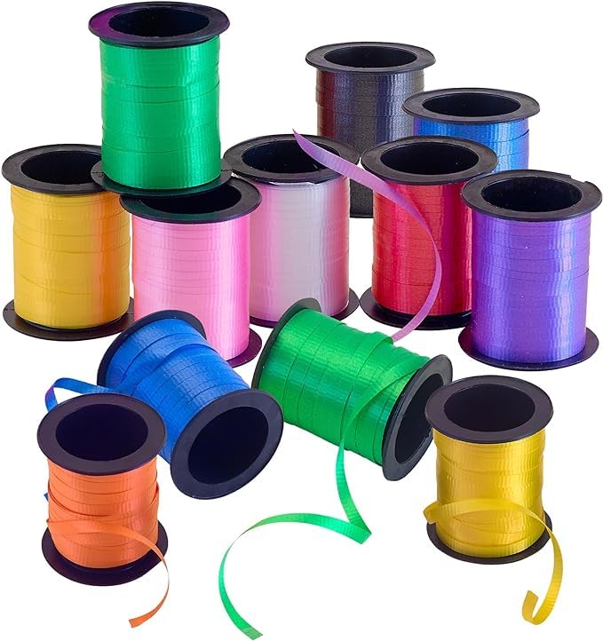 Playbees Curling Ribbon 12Pack 60 Foot Rolls 240 Yards Balloon String Total Assorted Colors Ribbon for Crafts Gift Wrapping String Balloons Tie Hair and Create DIY Decorations