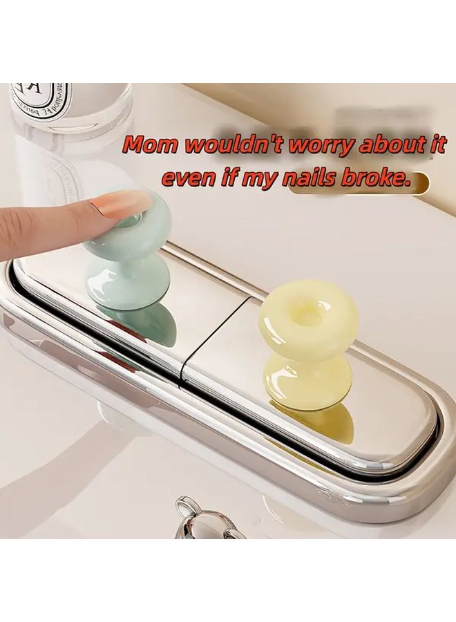 2pcs Apricot Powder Toilet Flush Handle Assist Button No Damage To Nails Easy Operation - Image 2
