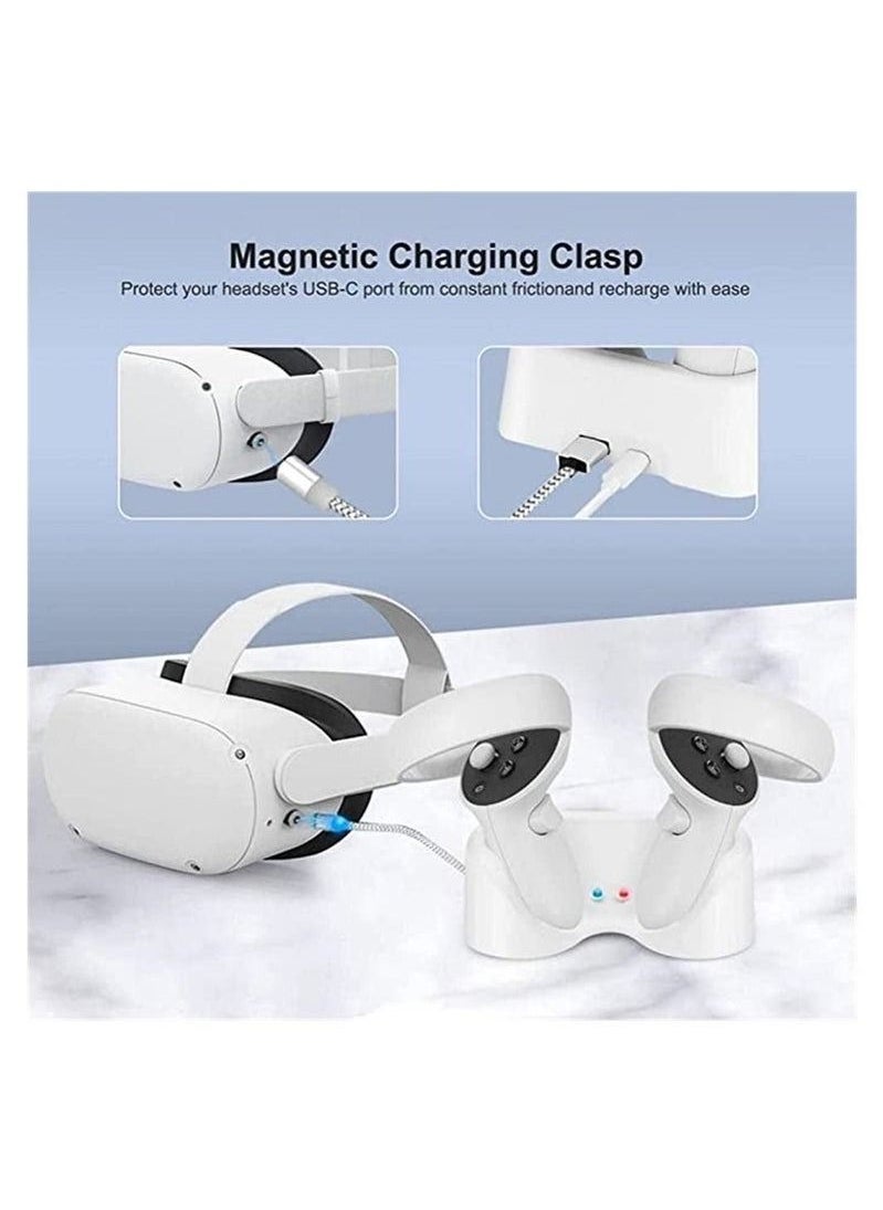 Generic - Compatible with Oculus Quest 2 Touch Controller, Magnetic Charging Station, LED Fast Charge, Magnetic Controller and Head Mounted Display Charger, Compatible with Oculus Quest 2 VR Headset Grip - Image 1