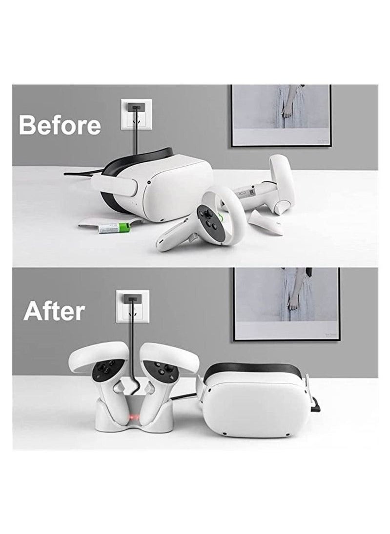Generic - Compatible with Oculus Quest 2 Touch Controller, Magnetic Charging Station, LED Fast Charge, Magnetic Controller and Head Mounted Display Charger, Compatible with Oculus Quest 2 VR Headset Grip - Image 1