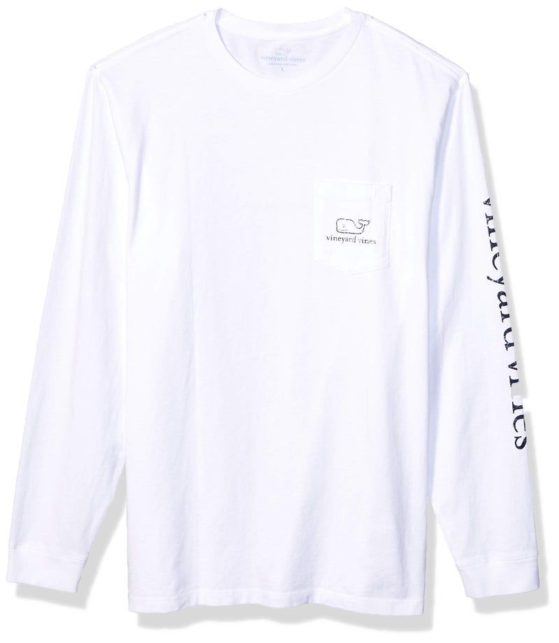 vineyard vines Men's Long Sleeve Vintage Whale Pocket T-Shirt, White Cap, Medium - Image 3