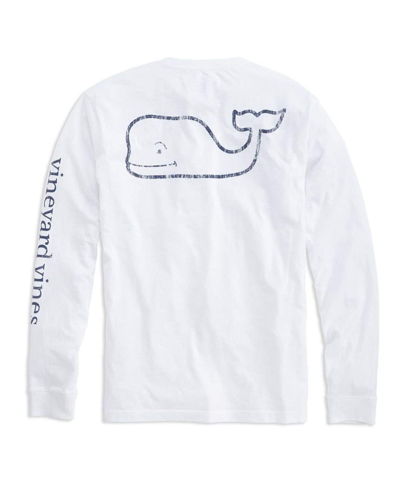 vineyard vines Men's Long Sleeve Vintage Whale Pocket T-Shirt, White Cap, Medium - Image 2