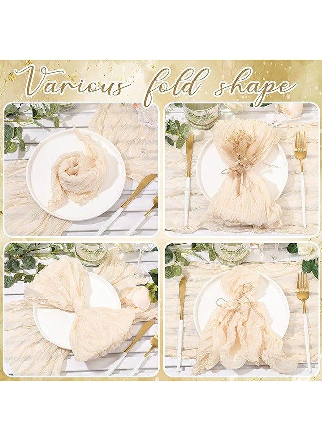 Lemon 10 Pcs Gauze Cheesecloth Napkins, 20x20 Inch Dinner Cloth Napkins, Soft Boho Table Napkins Rustic Wrinkled Cheese Cloth Napkins Bulk for Wedding Party Baby Shower Event Decor (Beige)  - Image 3