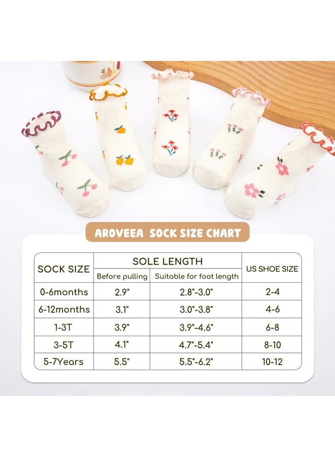 Aroveea Non Slip Grip Ankle Baby Socks 12 Pack for Toddler Boys and Girls Kids,Infant Cute Cotton Baby Socks, Ruffle2, 6-12 Months - Image 2
