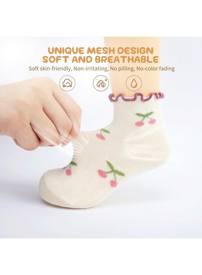 Aroveea Non Slip Grip Ankle Baby Socks 12 Pack for Toddler Boys and Girls Kids,Infant Cute Cotton Baby Socks, Ruffle2, 6-12 Months - Image 3